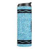 Sky Blue Glitzer Crayon Individuelle Name Drink Tu Thermosbecher (Nach links gedreht)
