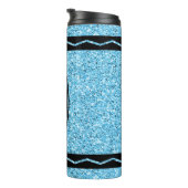 Sky Blue Glitzer Crayon Individuelle Name Drink Tu Thermosbecher (Nach rechts gedreht)