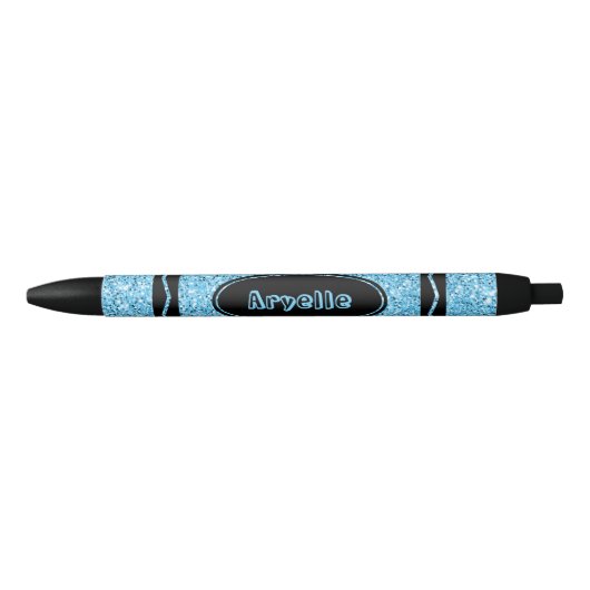 Sky Blue Glitzer Crayon Individuelle Name Push Pen Kugelschreiber (Vorderseite)