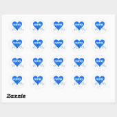 Sky Blue Glitzer Heart Mr+Mrs Round Sticker (Blatt)
