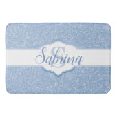 Sky Blue Glitzer Monogram Badematte (Vorderseite)