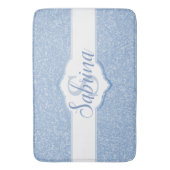 Sky Blue Glitzer Monogram Badematte (Vorderseite Vertikal)