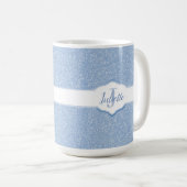Sky Blue Glitzer Monogram Kaffeetasse (VorderseiteRechts)