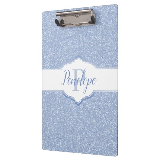 Sky Blue Glitzer Monogram Klemmbrett (Links)