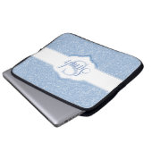 Sky Blue Glitzer Monogram Laptopschutzhülle (Vorne Knopf)