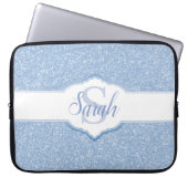 Sky Blue Glitzer Monogram Laptopschutzhülle (Vorderseite)