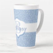 Sky Blue Glitzer Monogram Milchtasse (Rechte Ecke)