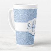 Sky Blue Glitzer Monogram Milchtasse (Linke Ecke)