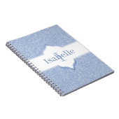 Sky Blue Glitzer Monogram Notebook Notizblock (Rechte Seite)