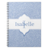 Sky Blue Glitzer Monogram Notebook Notizblock (Vorderseite)