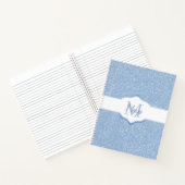 Sky Blue Glitzer Monogram Notizblock (Innenseite)