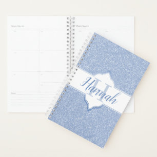 Sky Blue Glitzer Monogram Planer