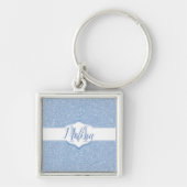 Sky Blue Glitzer Monogram Schlüsselanhänger (Vorne)