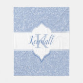 Sky Blue Glitzer Monogram Throw Blanket Fleecedecke (Vorderseite)