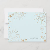 Sky Blue Glitzer Stars und Fireworks Note Card Mitteilungskarte (Rückseite)