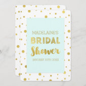 Sky Blue Gold Confetti Bridal Einladungen (Vorne/Hinten)