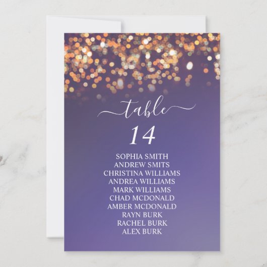 Sky Blue & Gold Hintergrundinformationen Sitzkarte Einladung (Rückseite)