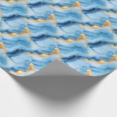 Sky Blue & Gold Marble Geschenkpapier (Ecke)