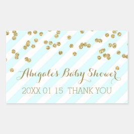 Sky Blue Gold Stripes Baby Dusche Gefallen Sticker