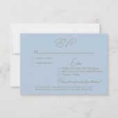 Sky Blue Gold Text Wedding RSVP Card Karte (Vorderseite)