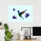 Sky Blue Gorgeous Hummingbird/Hibiskus Poster (Heimbüro)