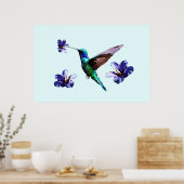 Sky Blue Gorgeous Hummingbird/Hibiskus Poster (Küche)