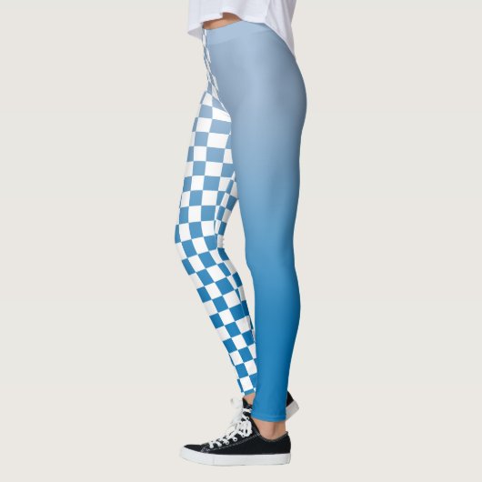 Sky Blue Gradient and Checkered Pattern Leggings (Links)