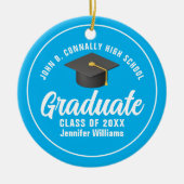 Sky Blue Graduate Custom Niedlich Abschluss Weihna Keramik Ornament (Vorne)