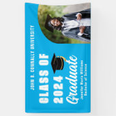 Sky Blue Graduate Party Graduate Foto Banner (Vertikal)