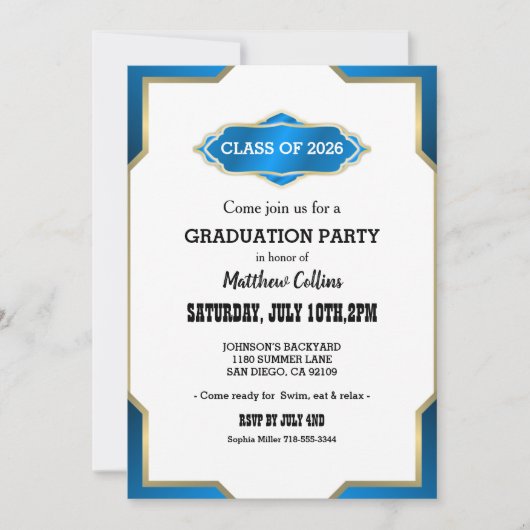 Sky Blue Graduation Invitation Einladung (Vorderseite)