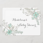 Sky Blue Gray Blume Kinderdusche Einladungen (Vorne/Hinten)