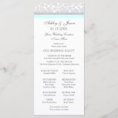 Sky Blue Gray Damask Foto Hochzeitsprogramm Programm (Rückseite)