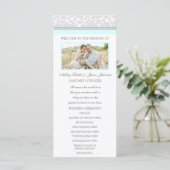 Sky Blue Gray Damask Foto Hochzeitsprogramm Programm (Stehend Vorderseite)