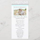 Sky Blue Gray Damask Foto Hochzeitsprogramm Programm (Vorderseite)