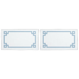 Sky Blue Greek Key Border King Size Kissenbezug