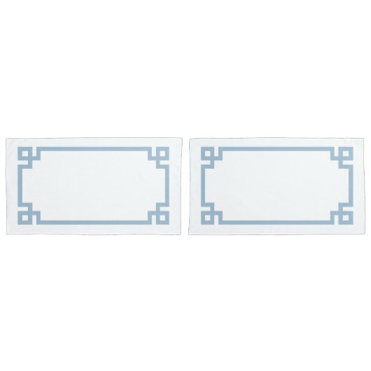 Sky Blue Greek Key Border King Size Kissenbezug (Vorderseite-Set)