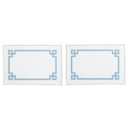 Sky Blue Greek Key Border Standard Kissenbezug