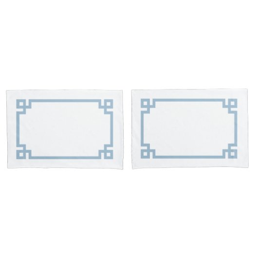 Sky Blue Greek Key Border Standard Kissenbezug (Vorderseite-Set)