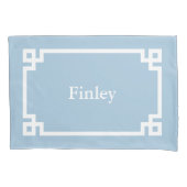 Sky Blue Greek Key Monogram Standard Pillow Case Kissenbezug (Vorderseite)