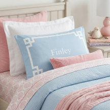 Sky Blue Greek Key Monogram Standard Pillow Case