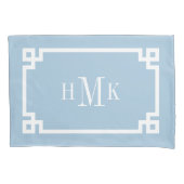 Sky Blue Greek Key Monogram Standard Pillow Case Kissenbezug (Vorderseite-Links)