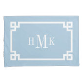 Sky Blue Greek Key Monogram Standard Pillow Case Kissenbezug (Vorderseite-Rechts)