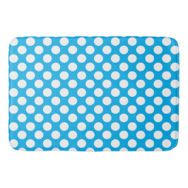 Sky Blue: Grosses weißes Polka Dot Pattern Badematte