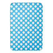 Sky Blue: Grosses weißes Polka Dot Pattern Badematte (Vorderseite Vertikal)