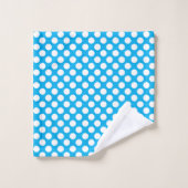 Sky Blue: Grosses weißes Polka Dot Pattern Badhandtuch Set (Waschlappen)