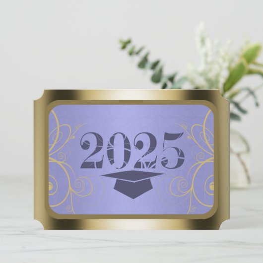 Sky Blue Harvest/Gold Frame Abschluss Einladung (Stehend Vorderseite)