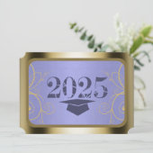 Sky Blue Harvest/Gold Frame Graduation Party Einladung (Stehend Vorderseite)