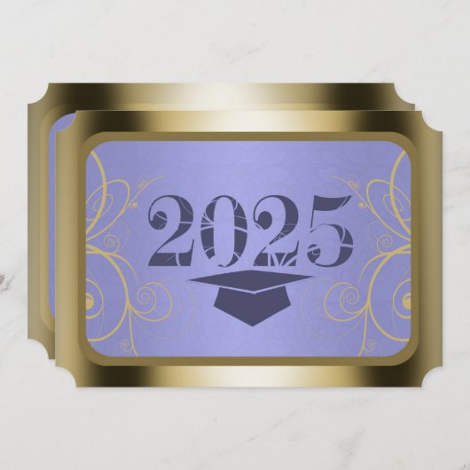 Sky Blue Harvest/Gold Frame Graduation Party Einladung (Vorne/Hinten)