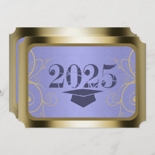 Sky Blue Harvest/Gold Frame Graduation Party Einladung