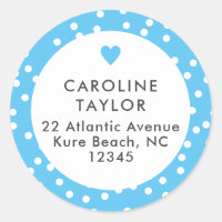 Sky Blue Heart & Polka Dots Preppy Niedliche Adres